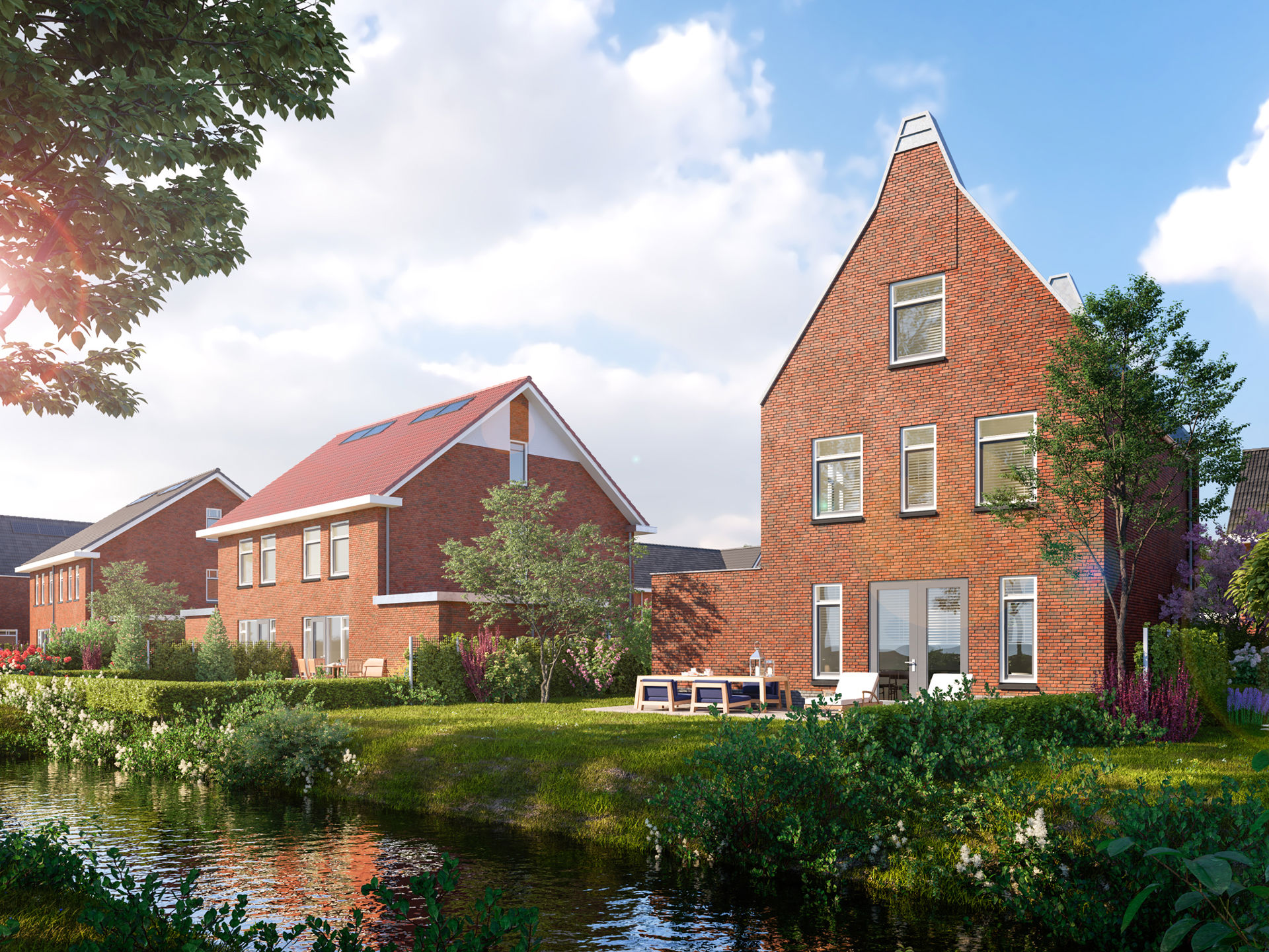 Achterzijde vrijstaande - en twee-onder-een-kap De Wende fase 4